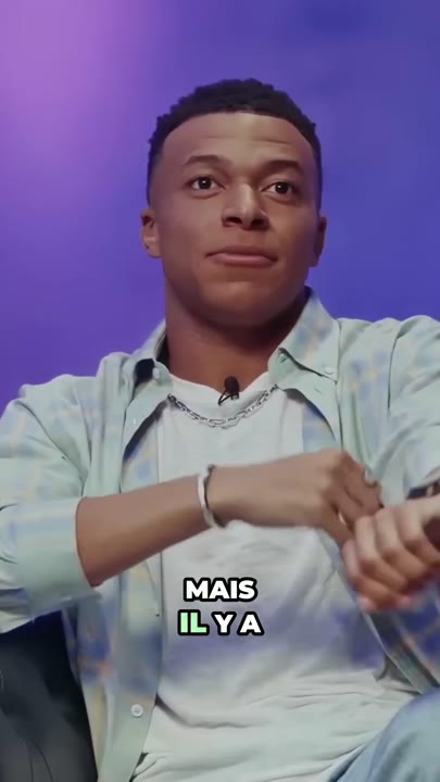 Captioned vertical clip — Mbappe interview face-cam moment